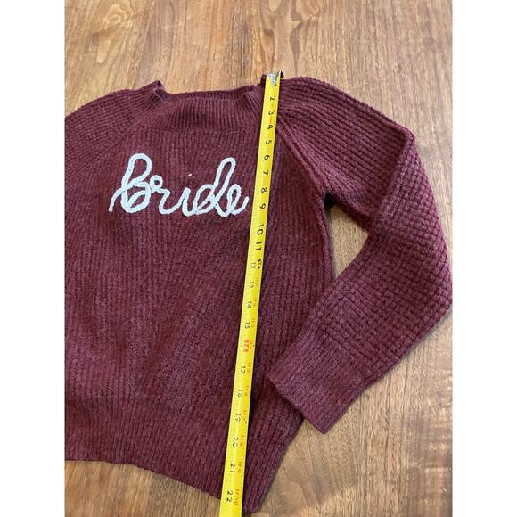 LOFT Outlet Women’s Sweater Medium Maroon Bride Script Knit Pullover - Picture 8 of 8